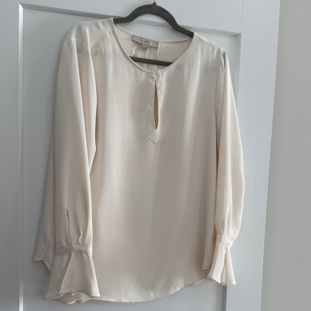 LOFT Ivory Blouse with Keyhole Neckline​ - Picture 6 of 6